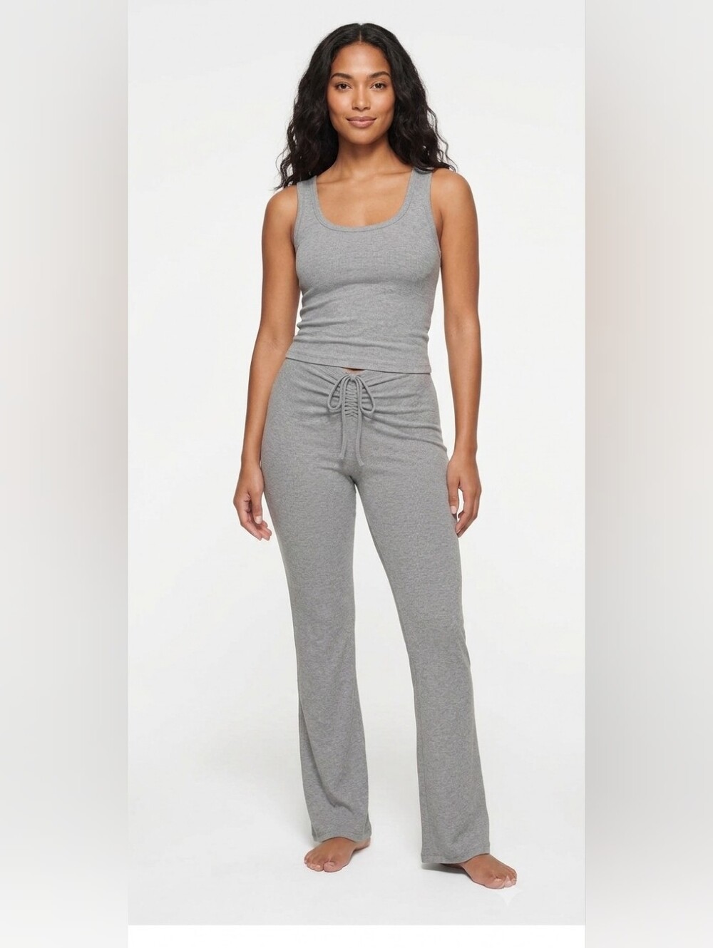 NWT Skims Rouched Rib Knit Lounge Pants 3x Heather Gray